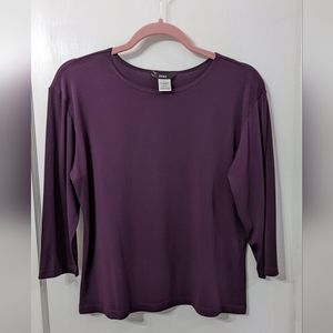 Eggplant 3/4 Sleeve Top Size L Fiore